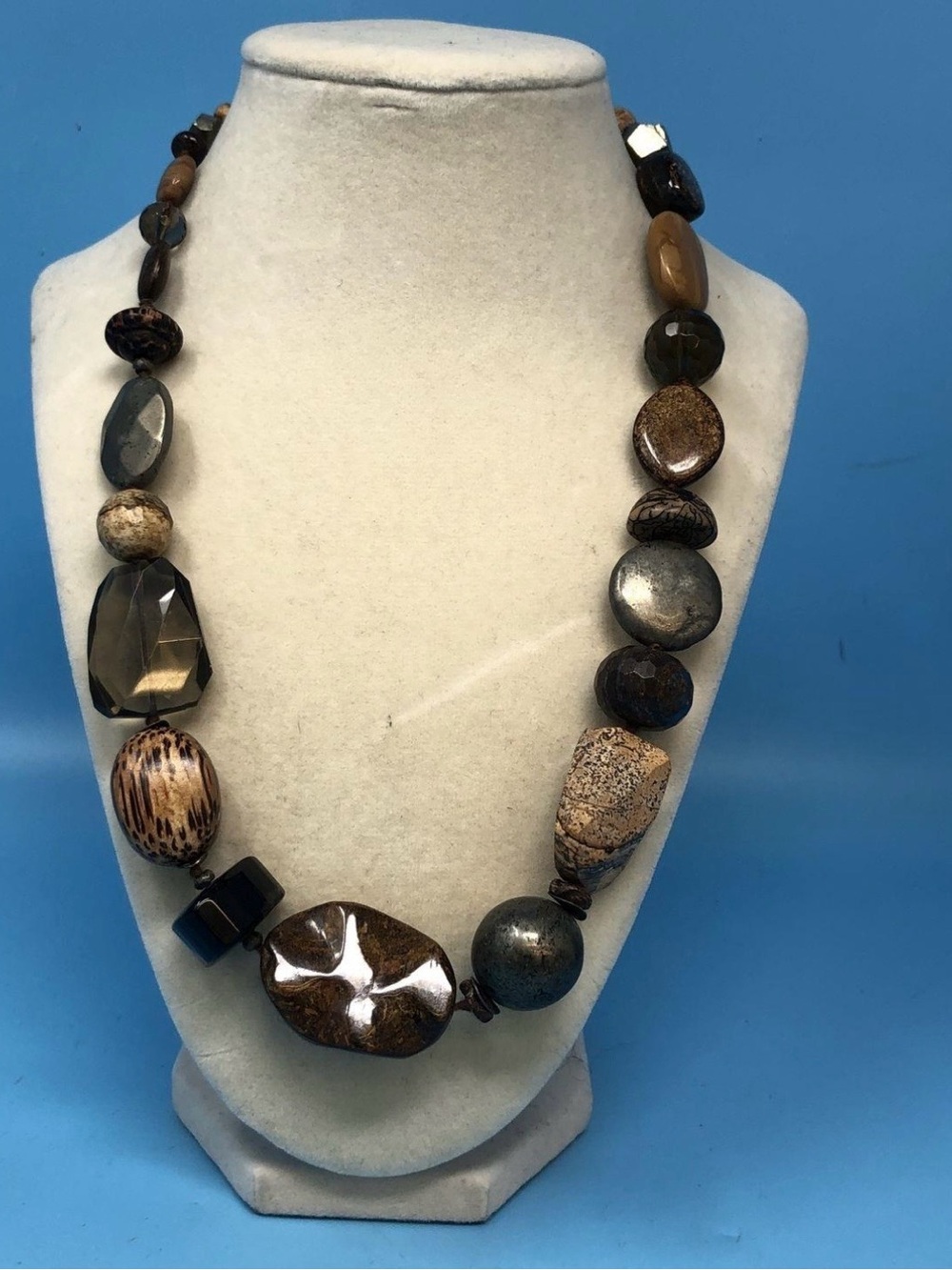 Chan Luu Sterling Silver 925 Semi Precious Stone 21" Chunky Statement Necklace